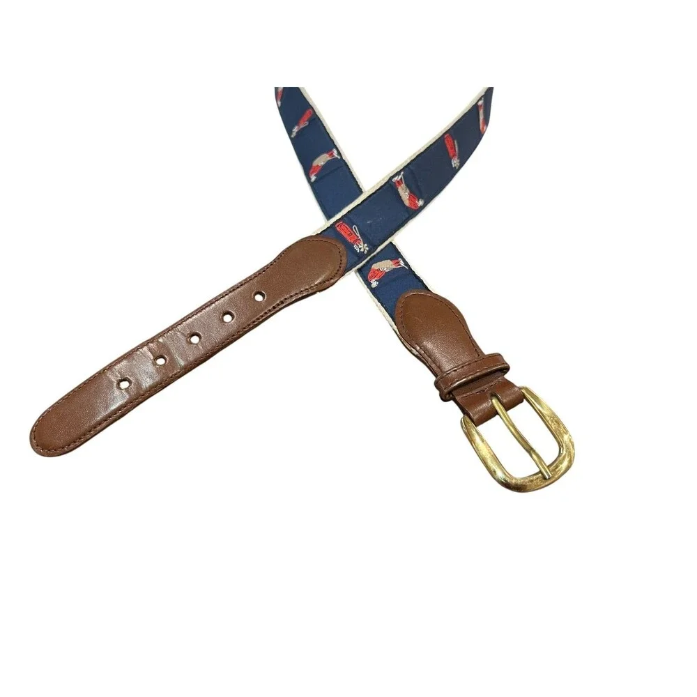 Canterbury Men's Golf Print Leather Ribbon Club Belt w Solid Brass Buckle  40